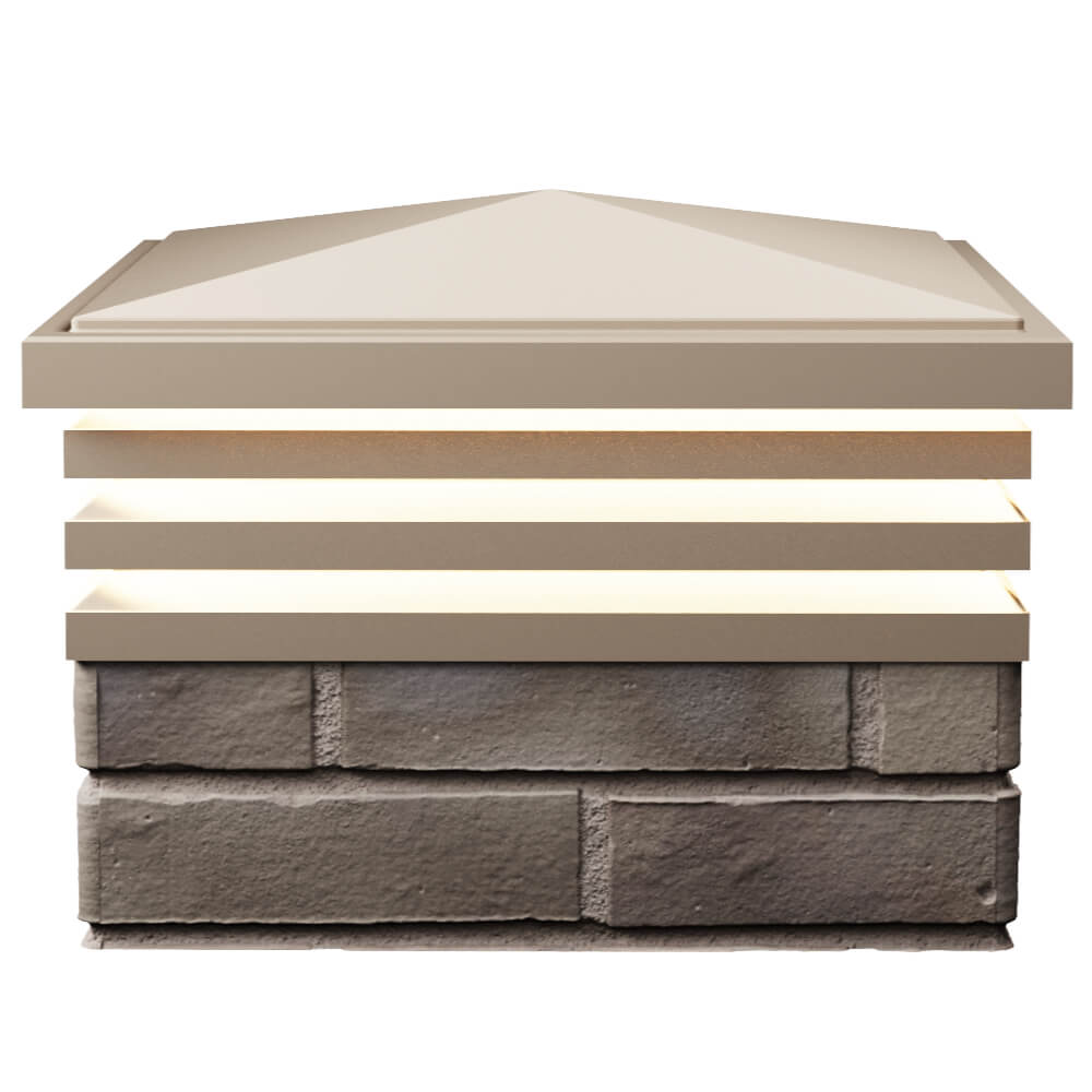 Колпак Zking Бона ХайТек Бежевый на столб 1.5х1.5 кирпича (385х385мм) с подсветкой в Назрани фото