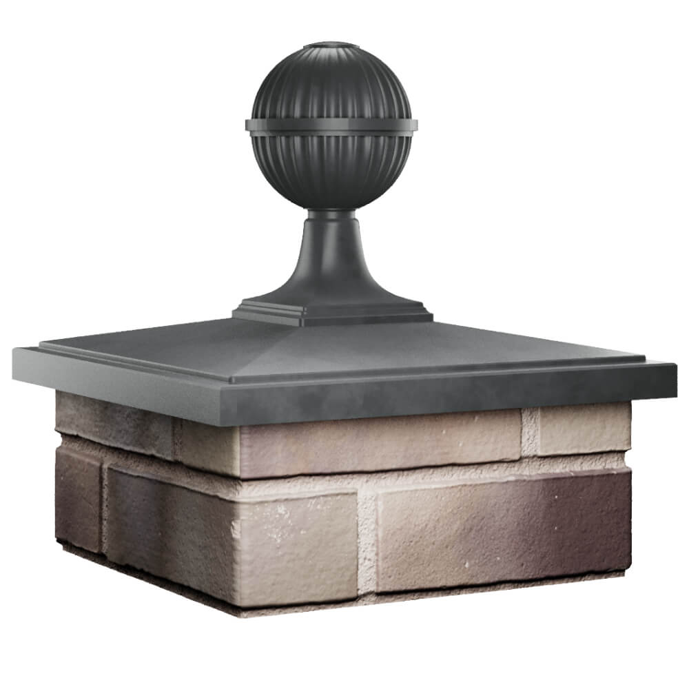 Колпак Zking БонаМоно Серый с шаром на столб 1.5х1.5 кирпича (385х385, 400х400мм) в сборе в Назрани фото