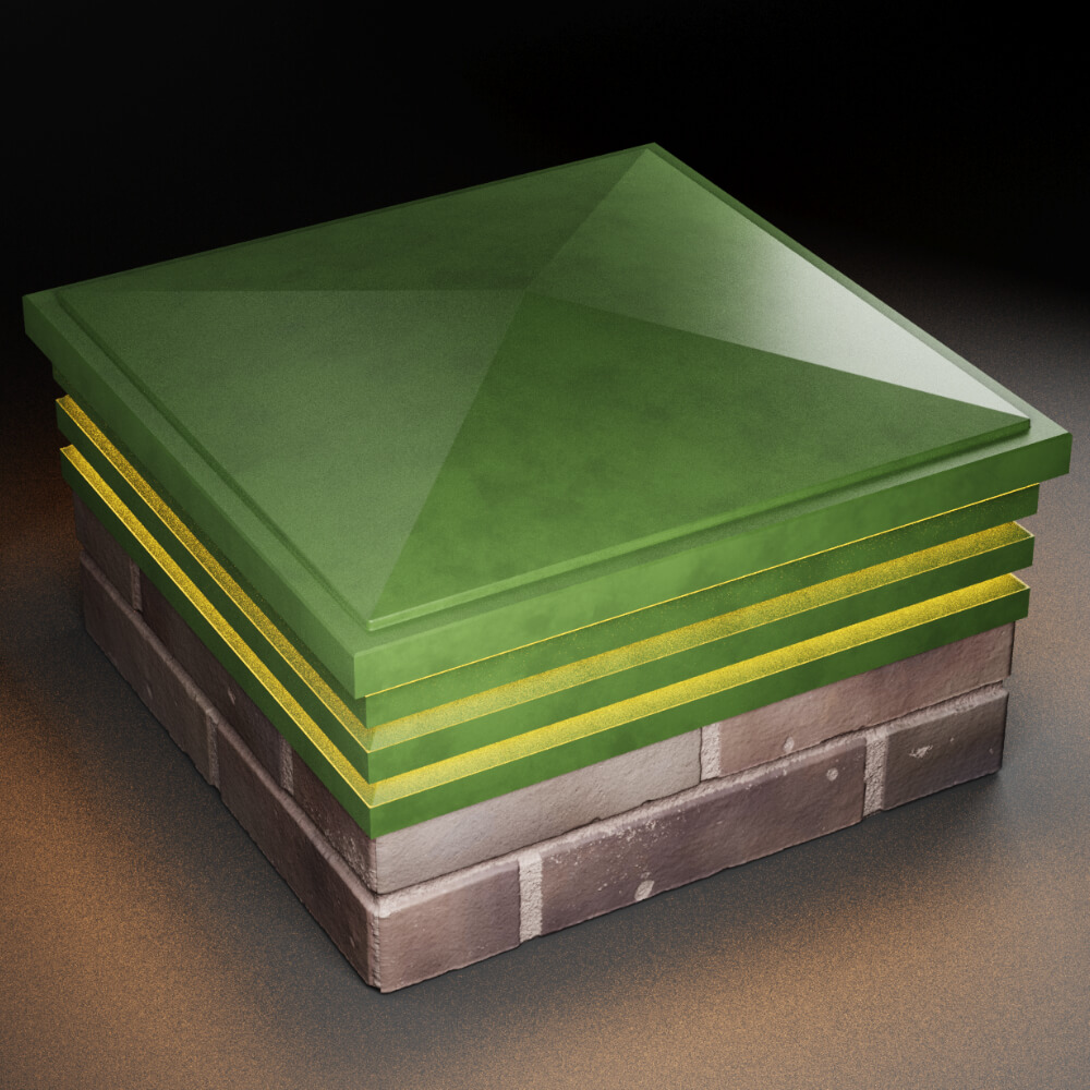 Колпак Zking Бона ХайТек Зеленый на столб 2х2 кирпича (513х513мм) с подсветкой в Назрани фото