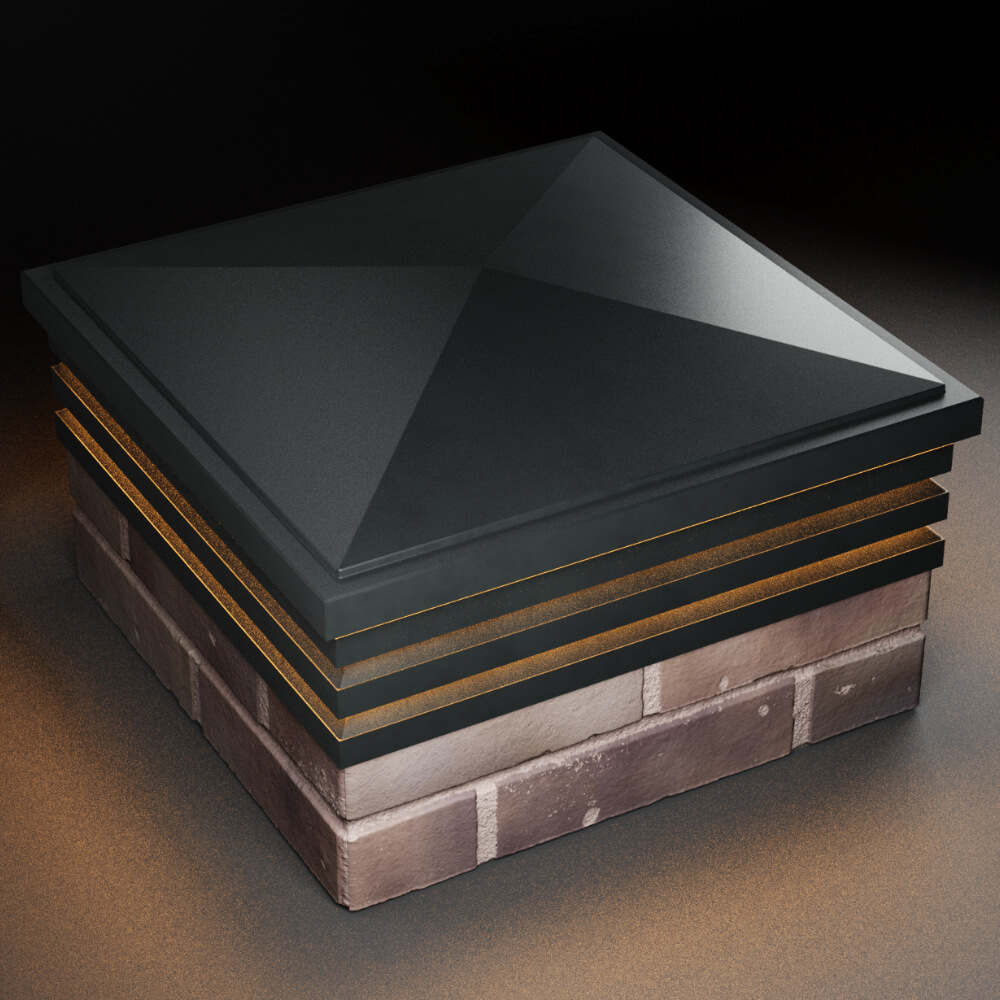 Колпак Zking Бона ХайТек Черный на столб 2х2 кирпича (513х513мм) с подсветкой в Назрани фото