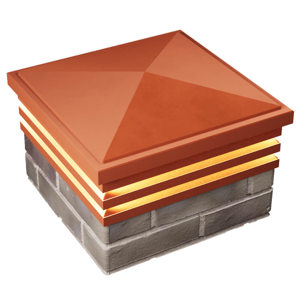 Колпак Zking Бона ХайТек Красный на столб 1.5х1.5 кирпича (385х385мм) с подсветкой в Назрани фото