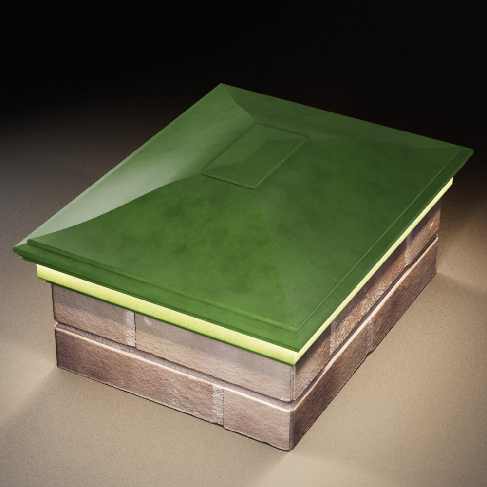 Колпак Zking Монблан Зеленый на столб 2х1.5 кирпича (515х385мм) c подсветкой в Назрани фото