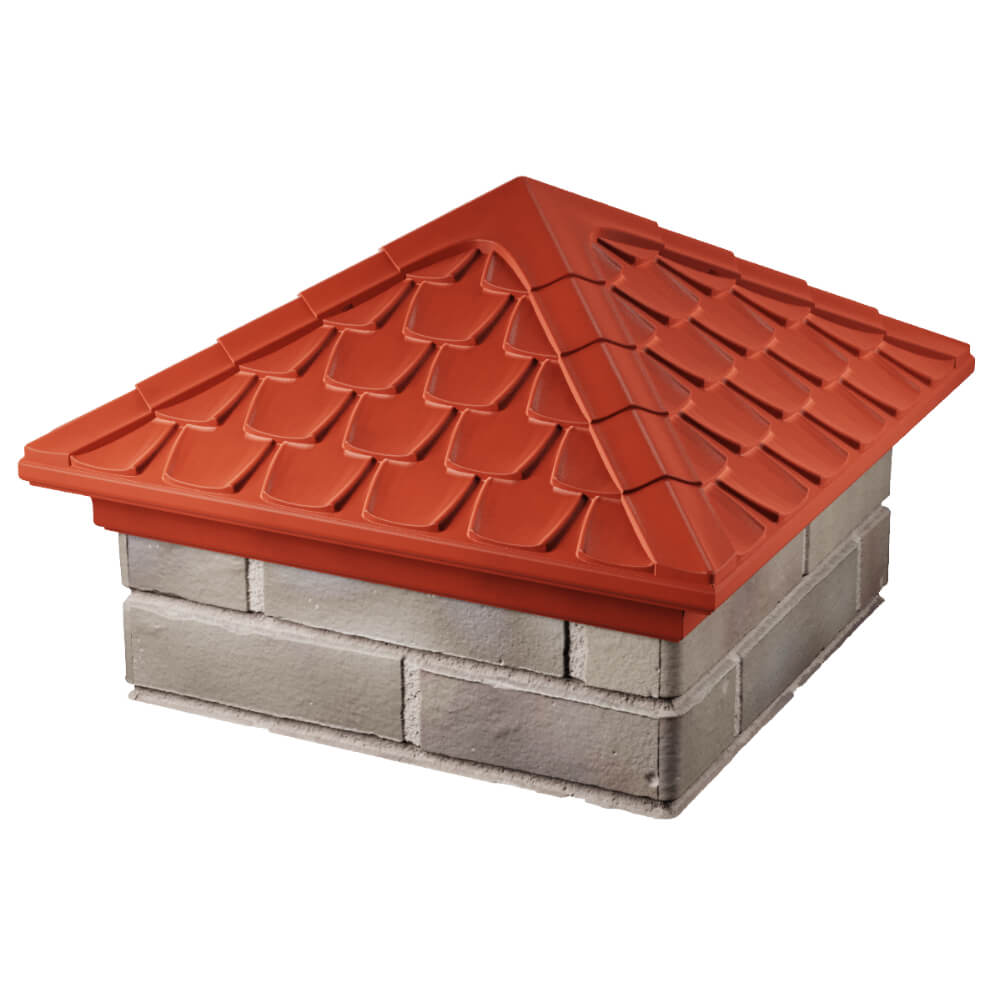 Колпак Zking Эльбрус Красный на столб 1.5х1.5 кирпича (385х385мм) в Назрани фото