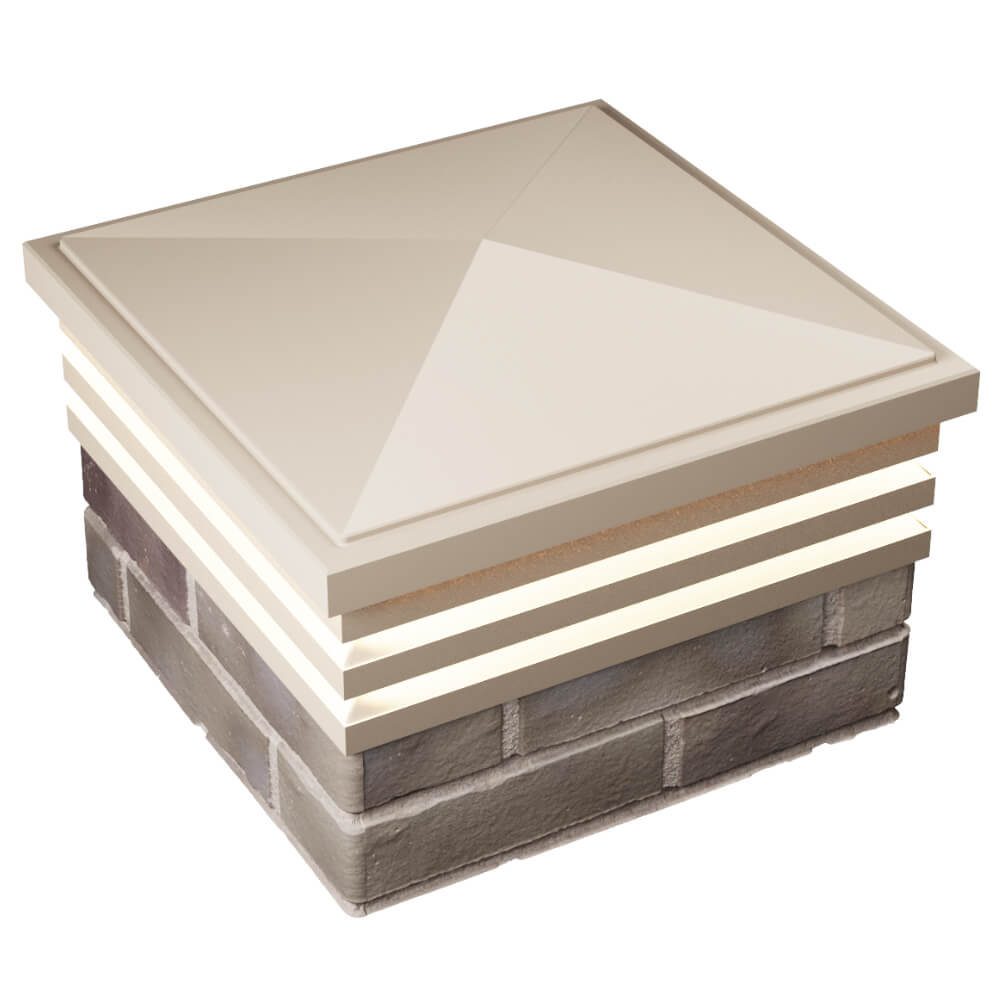 Колпак Zking Бона ХайТек Бежевый на столб 1.5х1.5 кирпича (385х385мм) с подсветкой в Назрани фото