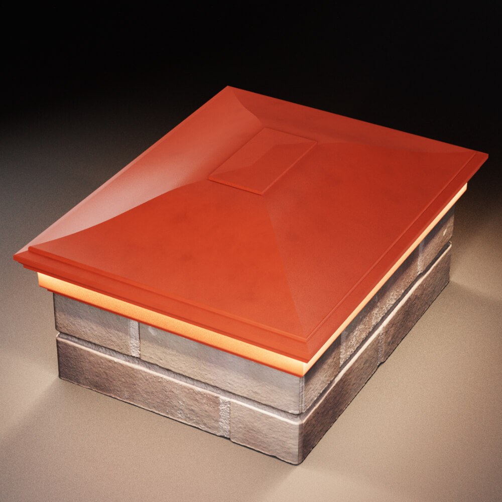 Колпак Zking Монблан Красный на столб 2х1.5 кирпича (515х385мм) c подсветкой в Назрани фото