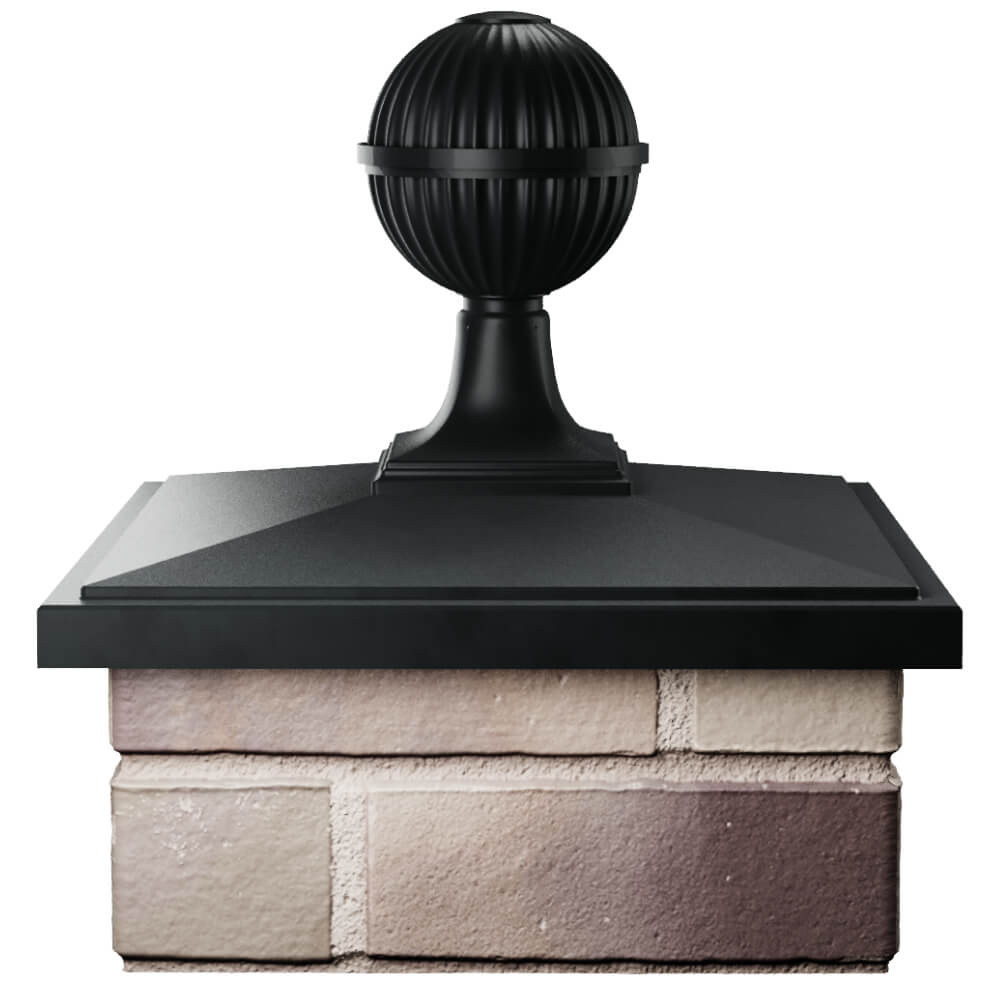 Колпак Zking БонаМоно Черный с шаром на столб 1.5х1.5 кирпича (385х385, 400х400мм) в сборе Назрань фото