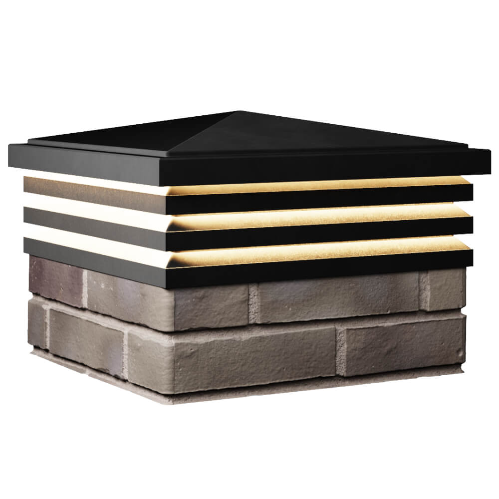 Колпак Zking Бона ХайТек Черный на столб 1.5х1.5 кирпича (385х385мм) с подсветкой в Назрани фото