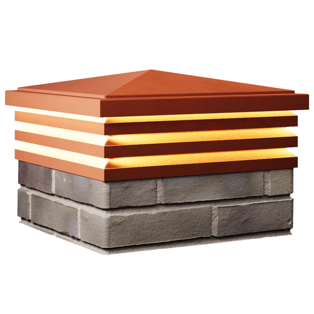 Колпак Zking Бона ХайТек Красный на столб 1.5х1.5 кирпича (385х385мм) с подсветкой в Назрани фото