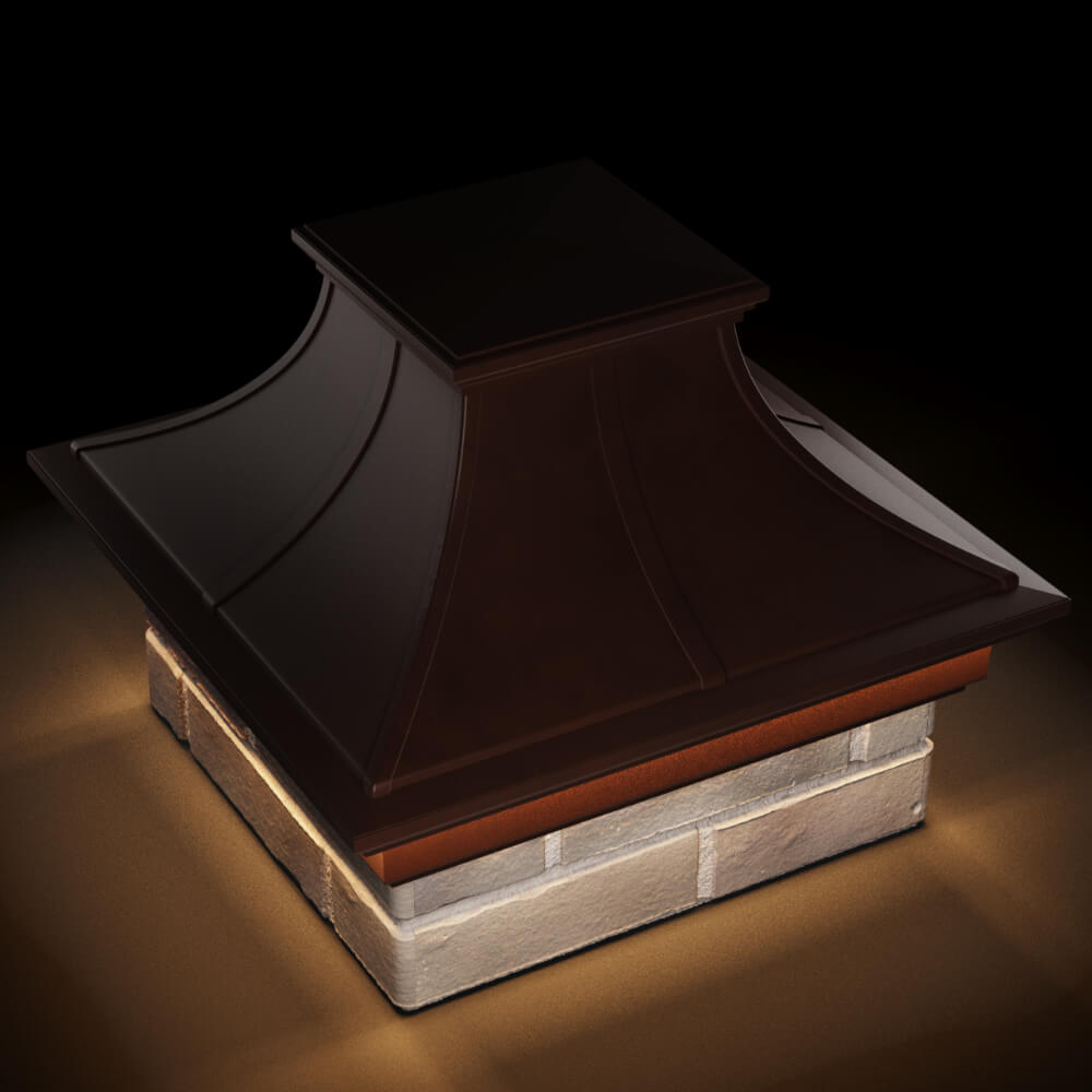 Колпак Zking Монблан Премиум Коричневый на столб 1.5х1.5 кирпича (385х385мм) с подсветкой в Назрани фото