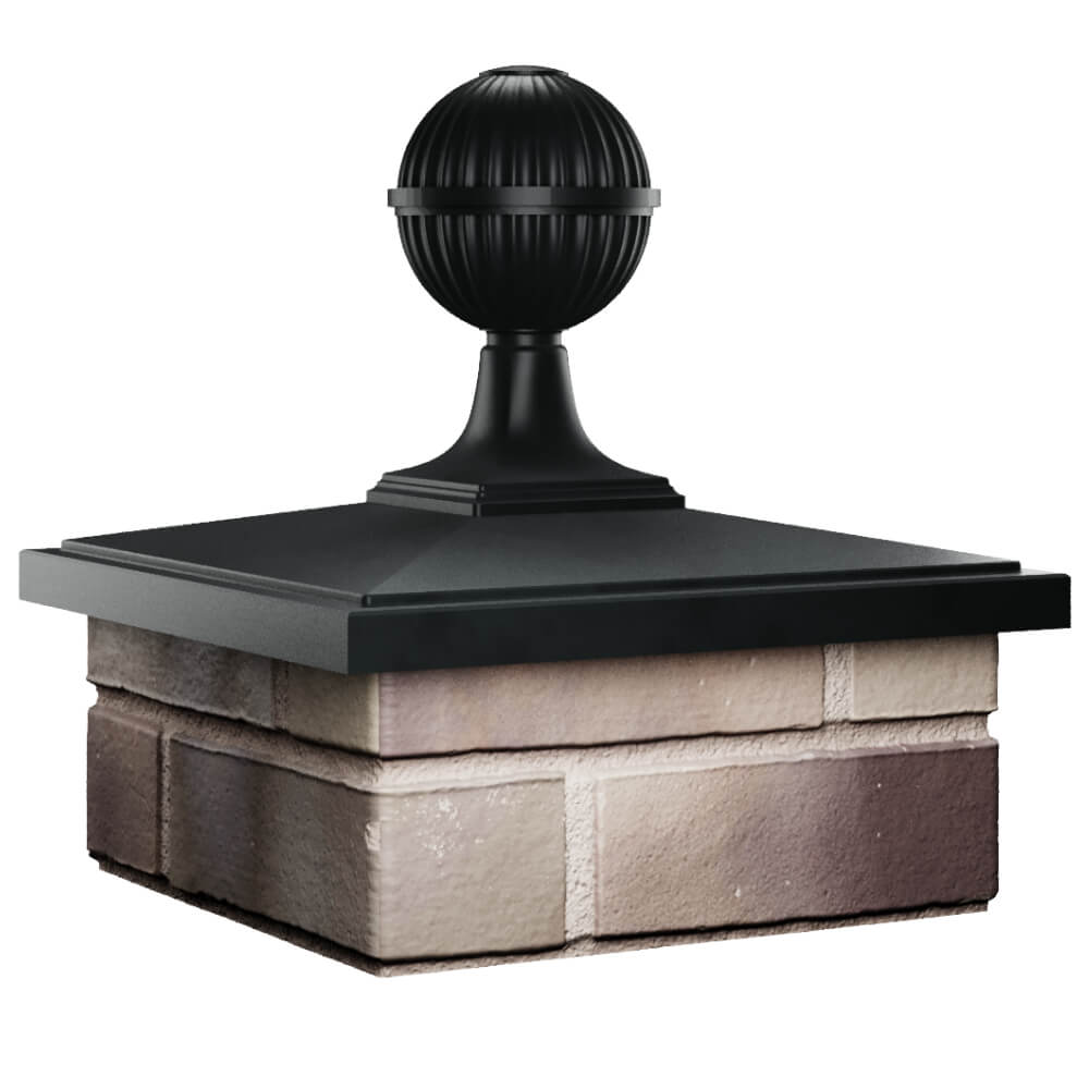 Колпак Zking БонаМоно Черный с шаром на столб 1.5х1.5 кирпича (385х385, 400х400мм) в сборе в Назрани фото