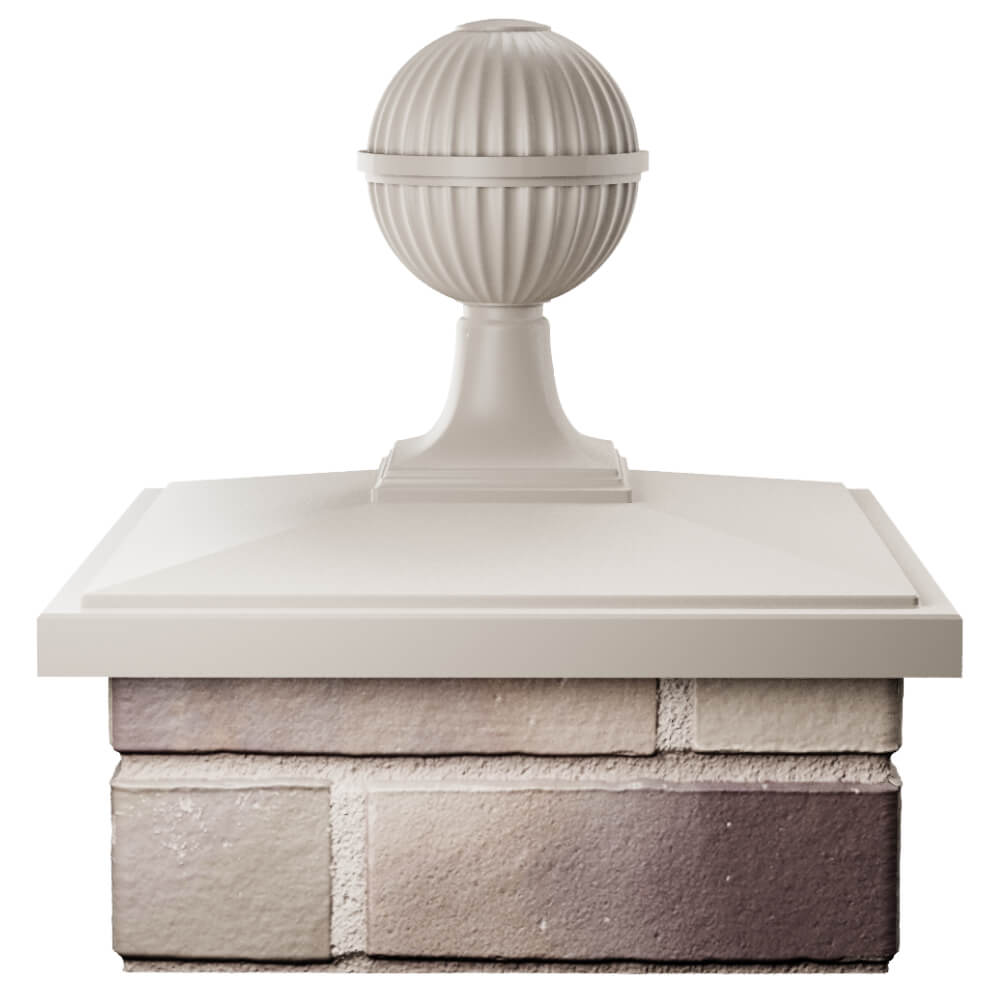 Колпак Zking БонаМоно Бежевый с шаром на столб 1.5х1.5 кирпича (385х385, 400х400мм) в сборе Назрань фото
