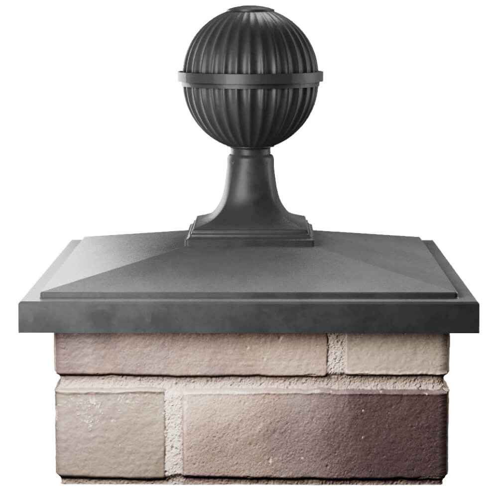 Колпак Zking БонаМоно Серый с шаром на столб 1.5х1.5 кирпича (385х385, 400х400мм) в сборе Назрань фото