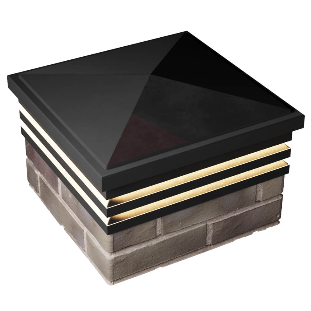 Колпак Zking Бона ХайТек Черный на столб 1.5х1.5 кирпича (385х385мм) с подсветкой в Назрани фото