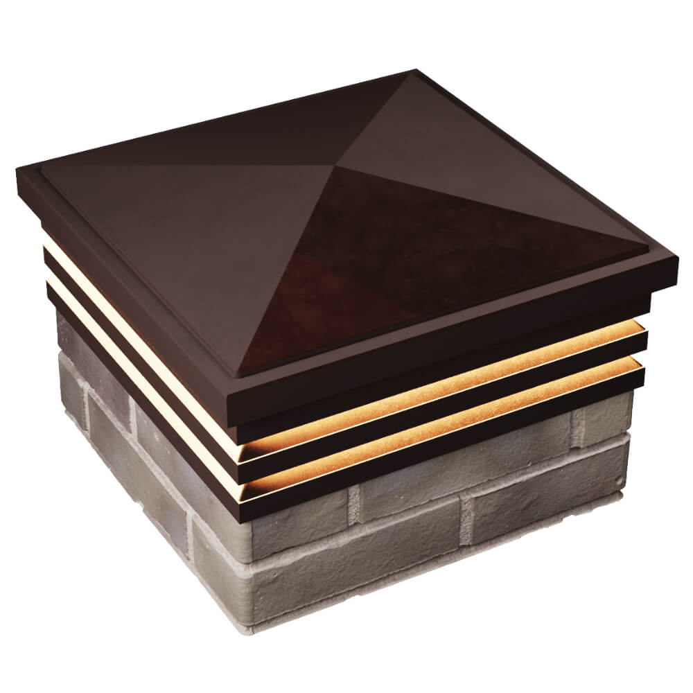 Колпак Zking Бона ХайТек Коричневый на столб 1.5х1.5 кирпича (385х385мм) с подсветкой в Назрани фото