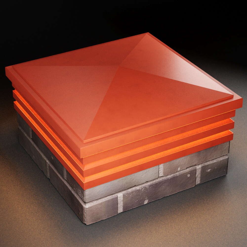 Колпак Zking Бона ХайТек Красный на столб 2х2 кирпича (513х513мм) с подсветкой в Назрани фото