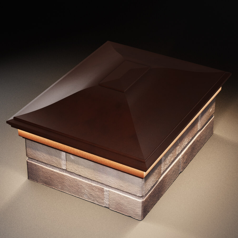 Колпак Zking Монблан Коричневый на столб 2х1.5 кирпича (515х385мм) c подсветкой в Назрани фото