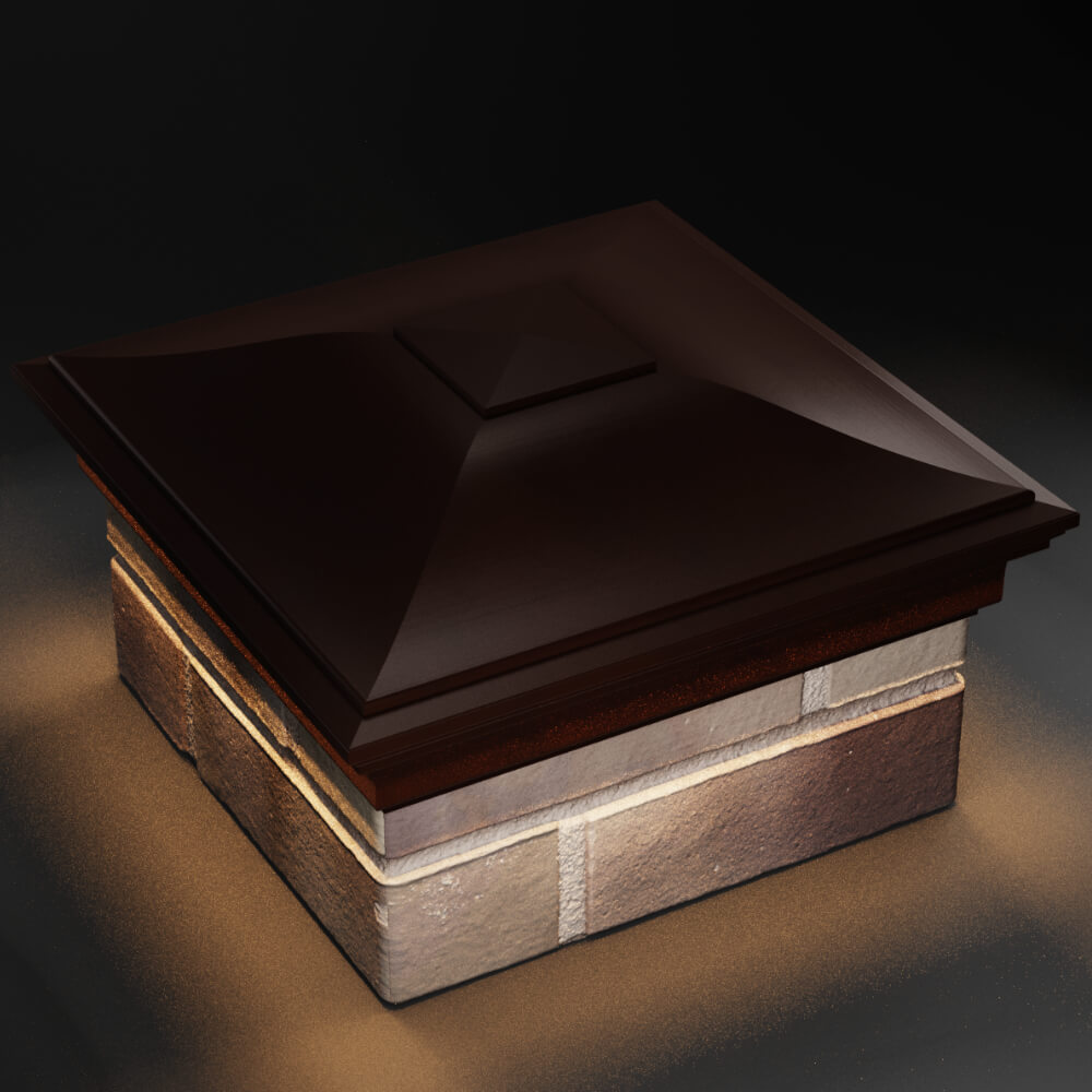 Колпак Zking Монблан Коричневый на столб 1.5х1.5 кирпича (385х385мм) с подсветкой в Назрани фото