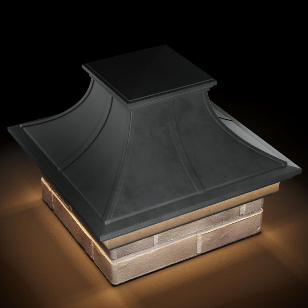 Колпак Zking Монблан Премиум Серый на столб 1.5х1.5 кирпича (385х385мм) с подсветкой в Назрани фото