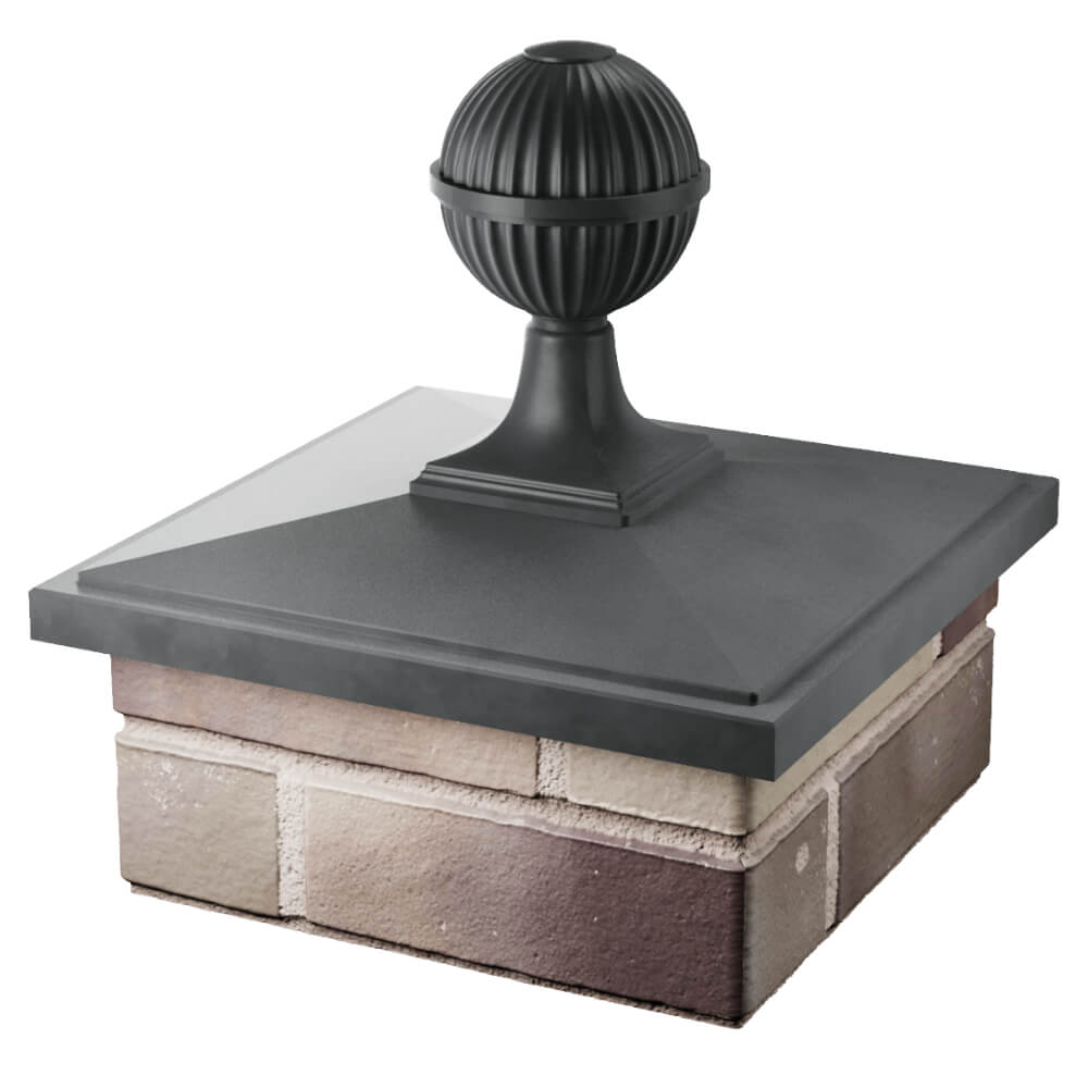 Колпак Zking БонаМоно Серый с шаром на столб 1.5х1.5 кирпича (385х385, 400х400мм) в сборе в Назрани фото