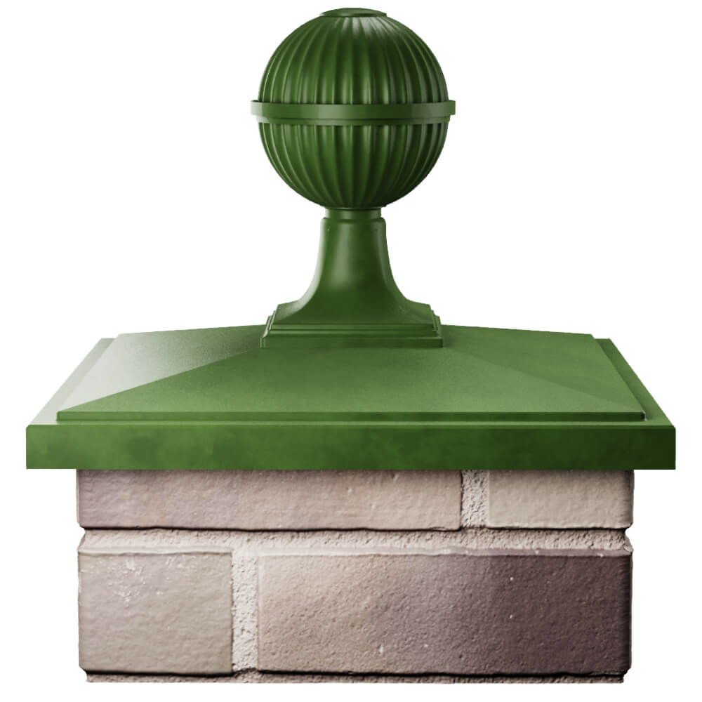 Колпак Zking БонаМоно Зеленый с шаром на столб 1.5х1.5 кирпича (385х385, 400х400мм) в сборе Назрань фото