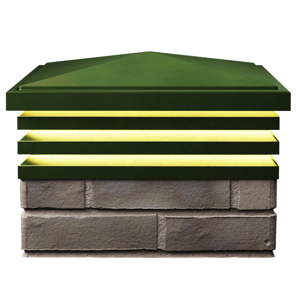 Колпак Zking Бона ХайТек Зеленый на столб 1.5х1.5 кирпича (385х385мм) с подсветкой в Назрани фото