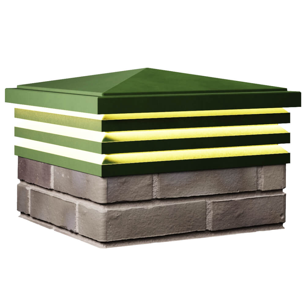 Колпак Zking Бона ХайТек Зеленый на столб 1.5х1.5 кирпича (385х385мм) с подсветкой в Назрани фото