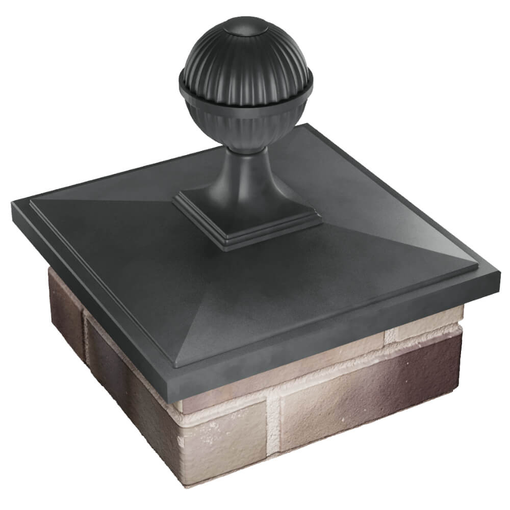 Колпак Zking БонаМоно Серый с шаром на столб 1.5х1.5 кирпича (385х385, 400х400мм) в сборе в Назрани фото