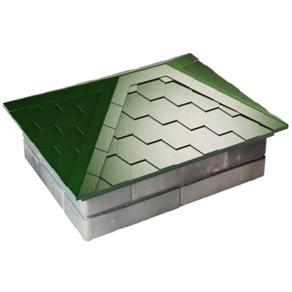 Колпак Zking Эверест Зеленый на столб 2х1.5 кирпича (520х390мм) Назрань фото