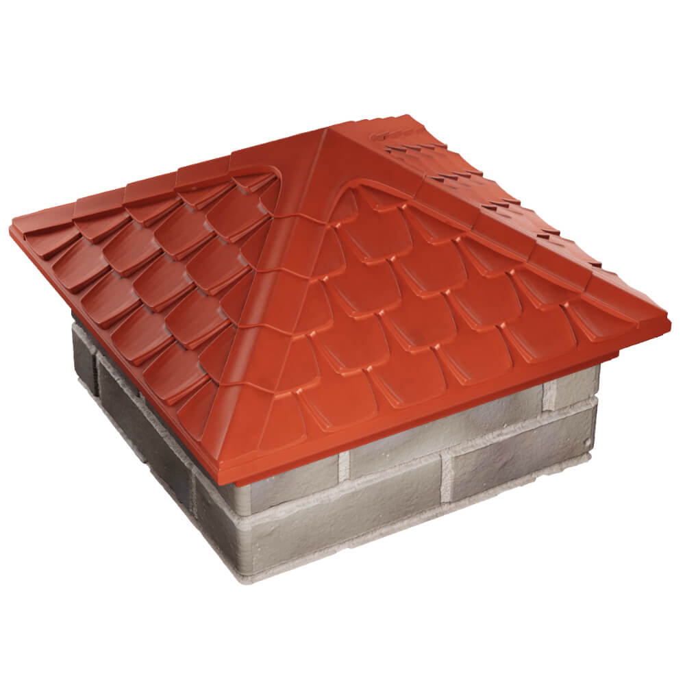 Колпак Zking Эльбрус Красный на столб 1.5х1.5 кирпича (385х385мм) в Назрани фото