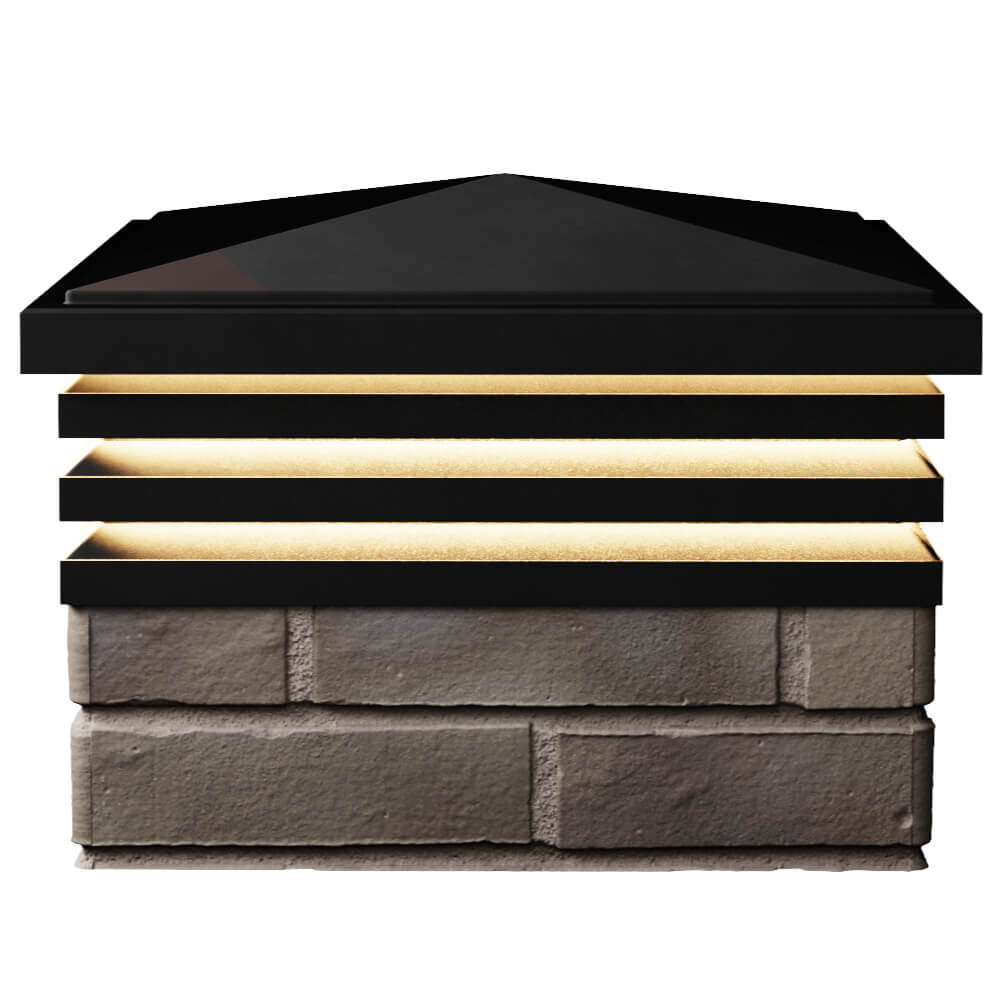 Колпак Zking Бона ХайТек Черный на столб 1.5х1.5 кирпича (385х385мм) с подсветкой в Назрани фото