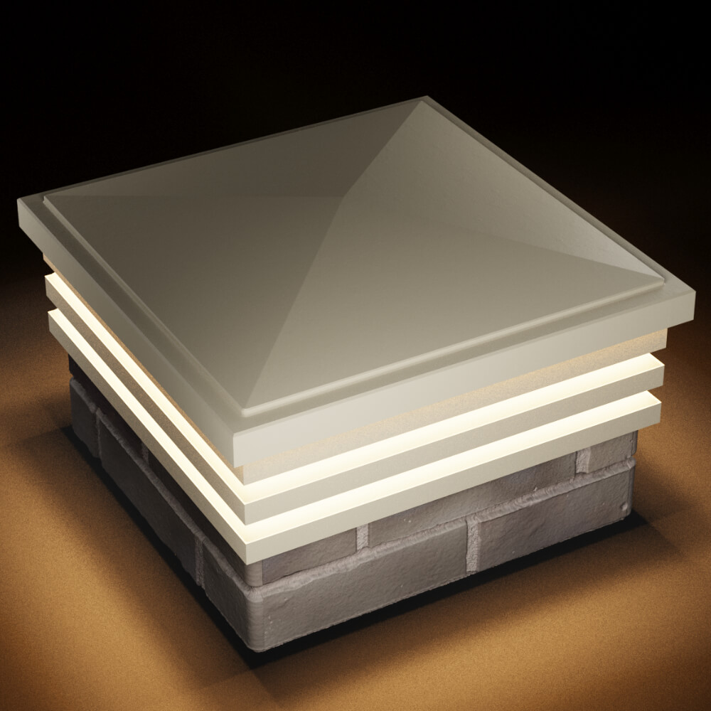 Колпак Zking Бона ХайТек Бежевый на столб 1.5х1.5 кирпича (385х385мм) с подсветкой в Назрани фото