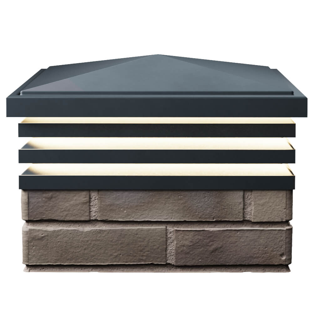 Колпак Zking Бона ХайТек Серый на столб 1.5х1.5 кирпича (385х385мм) с подсветкой в Назрани фото