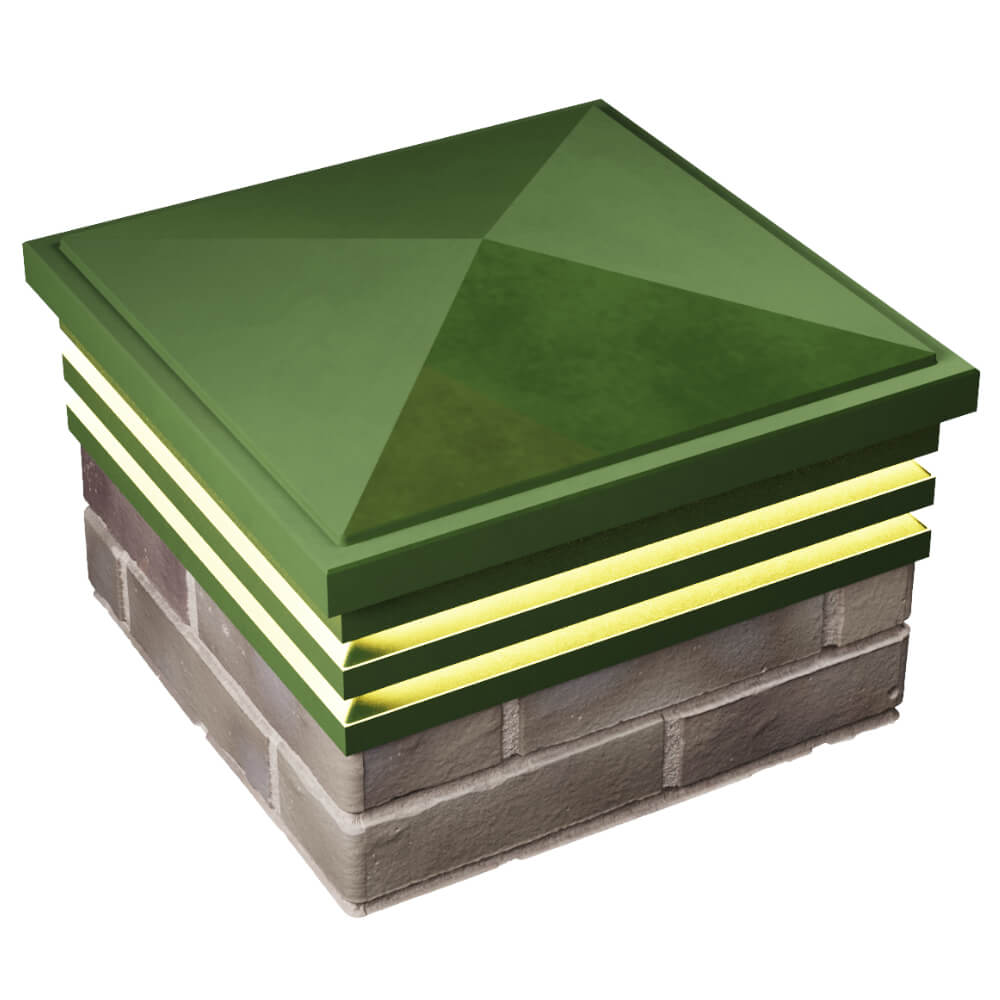 Колпак Zking Бона ХайТек Зеленый на столб 1.5х1.5 кирпича (385х385мм) с подсветкой в Назрани фото