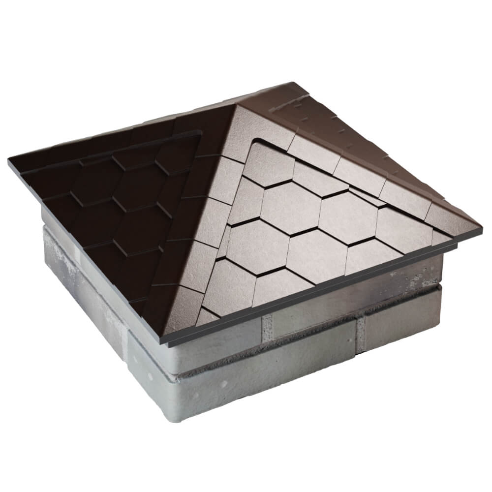 Колпак Zking Эверест Коричневый на столб 1.5х1.5 кирпича (390х390мм) в Назрани фото