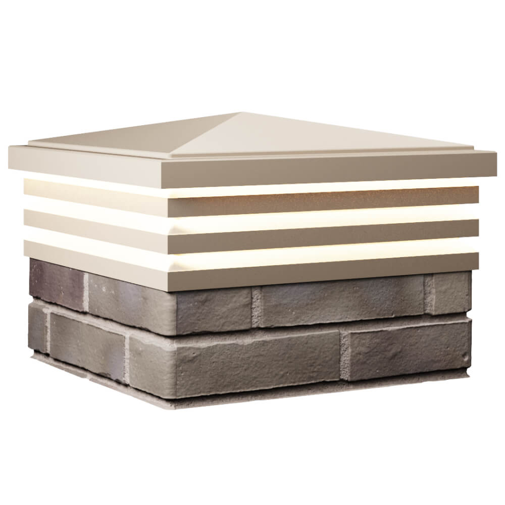 Колпак Zking Бона ХайТек Бежевый на столб 1.5х1.5 кирпича (385х385мм) с подсветкой в Назрани фото