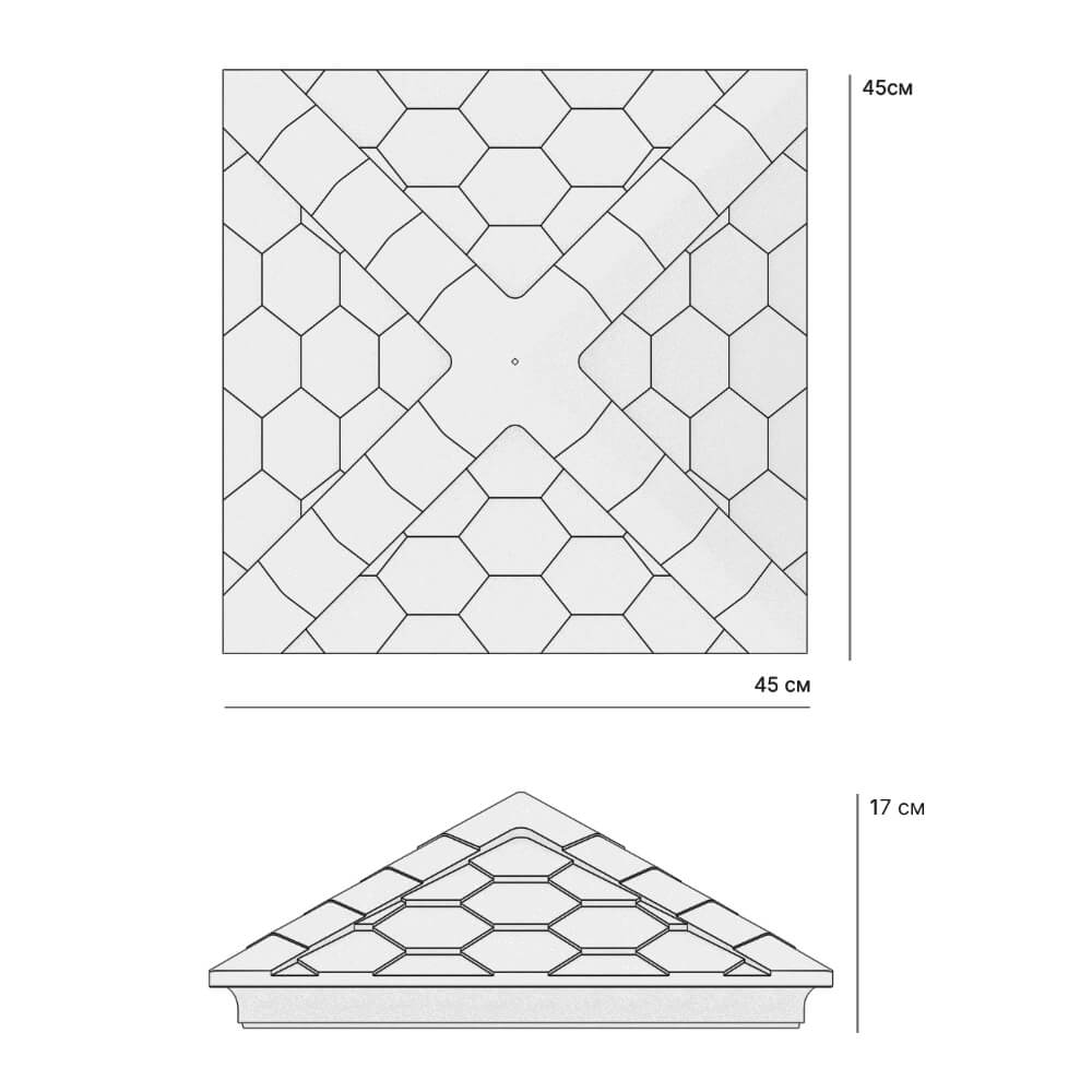 Колпак Zking Эверест Серый на столб 1.5х1.5 кирпича (390х390мм) в Назрани фото