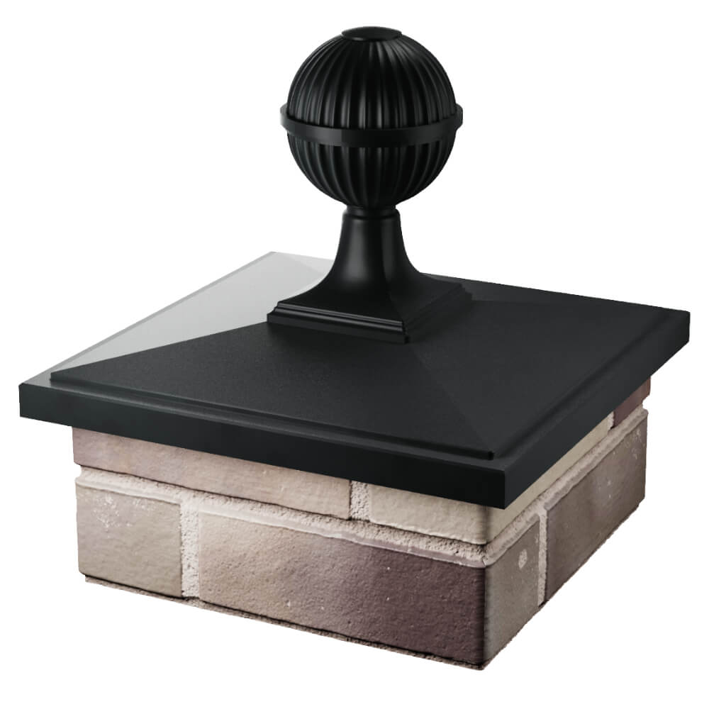 Колпак Zking БонаМоно Черный с шаром на столб 1.5х1.5 кирпича (385х385, 400х400мм) в сборе в Назрани фото