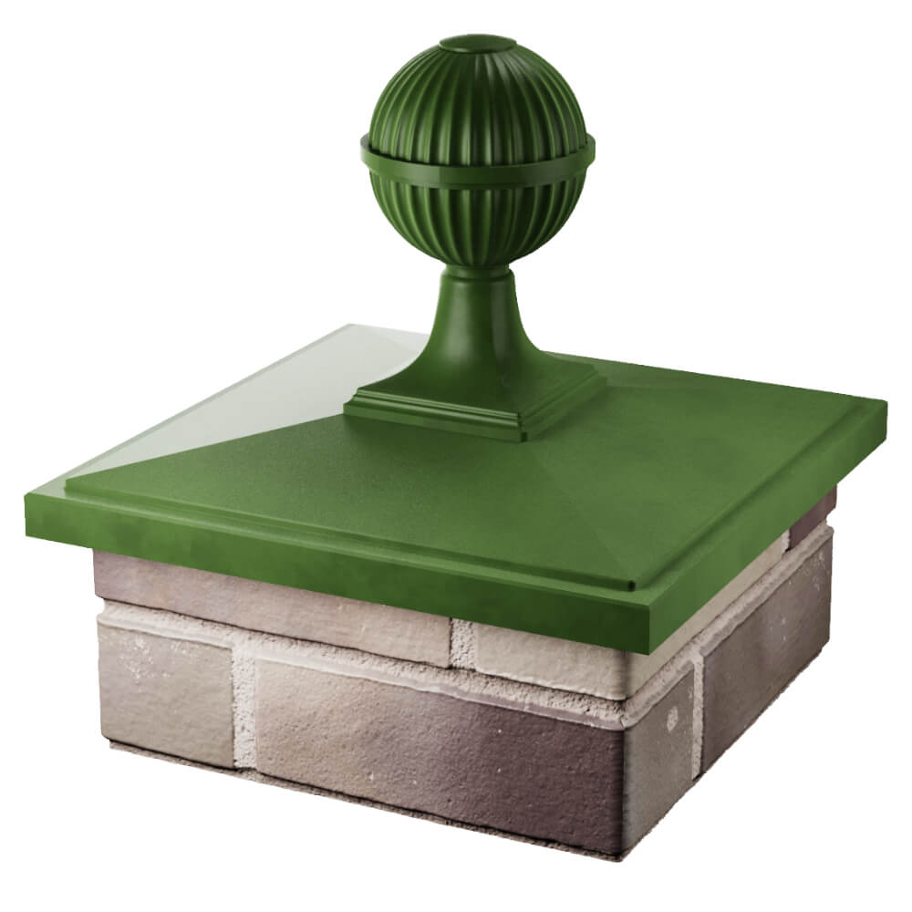 Колпак Zking БонаМоно Зеленый с шаром на столб 1.5х1.5 кирпича (385х385, 400х400мм) в сборе в Назрани фото