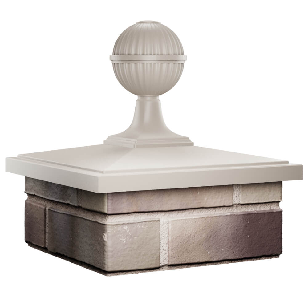 Колпак Zking БонаМоно Бежевый с шаром на столб 1.5х1.5 кирпича (385х385, 400х400мм) в сборе в Назрани фото