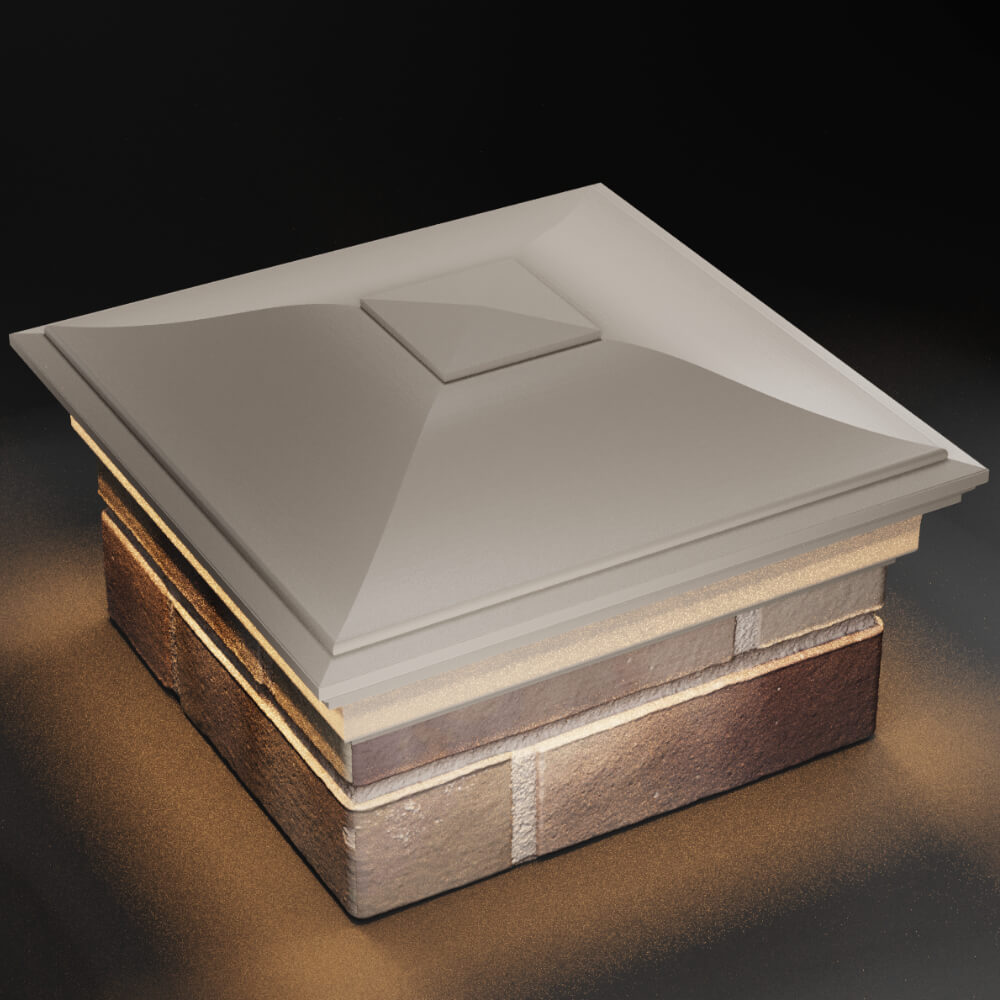 Колпак Zking Монблан Бежевый на столб 1.5х1.5 кирпича (385х385мм) с подсветкой в Назрани фото