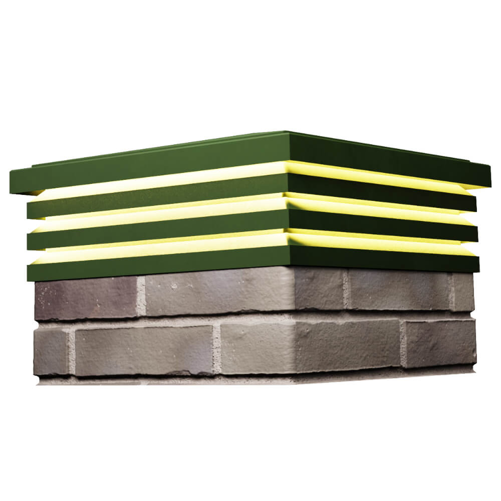 Колпак Zking Бона ХайТек Зеленый на столб 1.5х1.5 кирпича (385х385мм) с подсветкой в Назрани фото