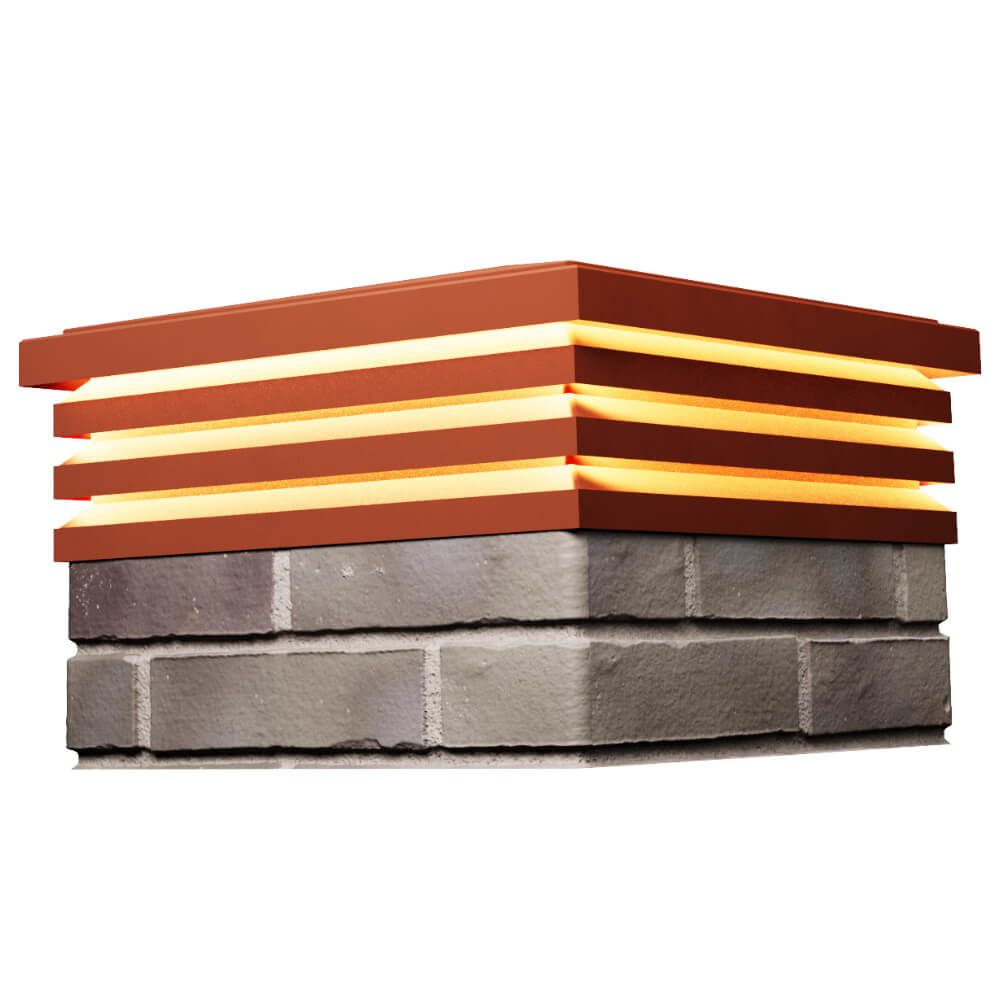 Колпак Zking Бона ХайТек Красный на столб 1.5х1.5 кирпича (385х385мм) с подсветкой в Назрани фото