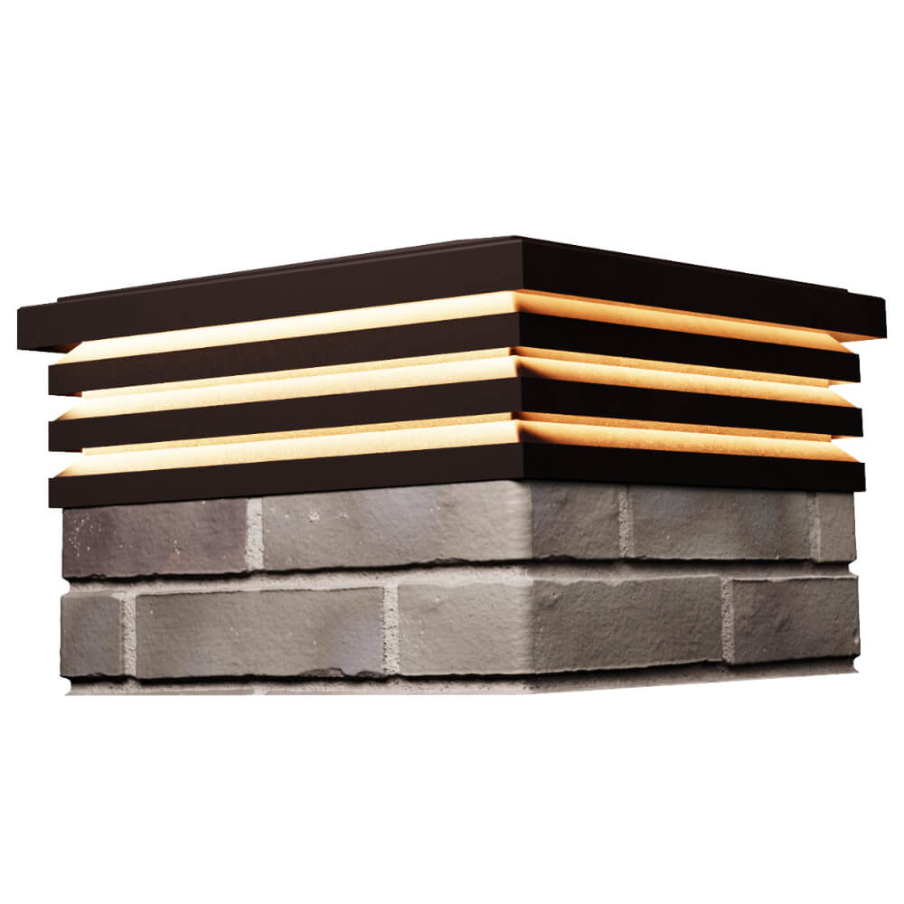 Колпак Zking Бона ХайТек Коричневый на столб 1.5х1.5 кирпича (385х385мм) с подсветкой в Назрани фото