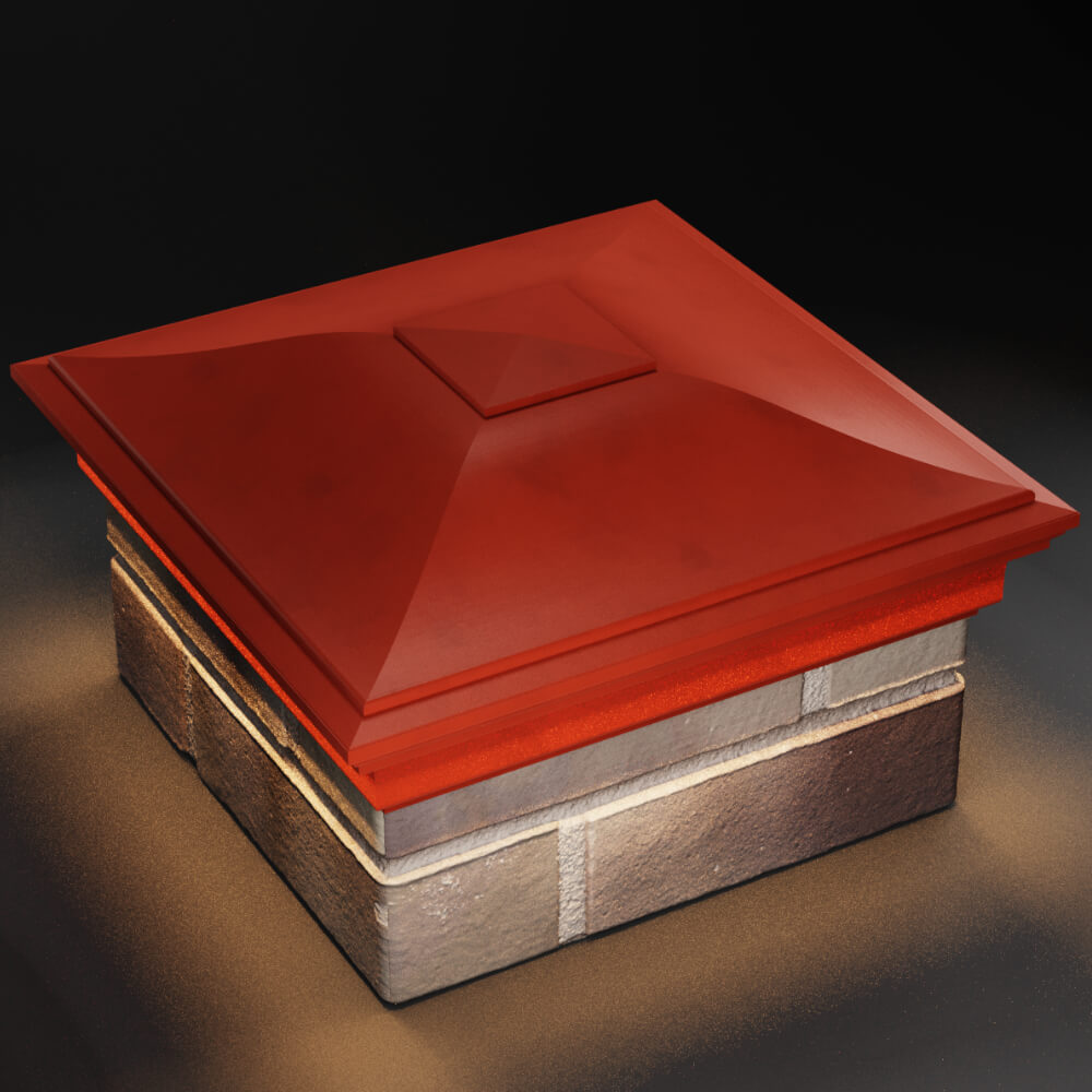 Колпак Zking Монблан Красный на столб 1.5х1.5 кирпича (385х385мм) с подсветкой в Назрани фото