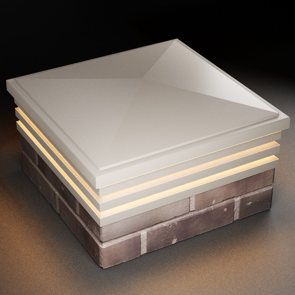 Колпак Zking Бона ХайТек Бежевый на столб 2х2 кирпича (513х513мм) с подсветкой в Назрани фото