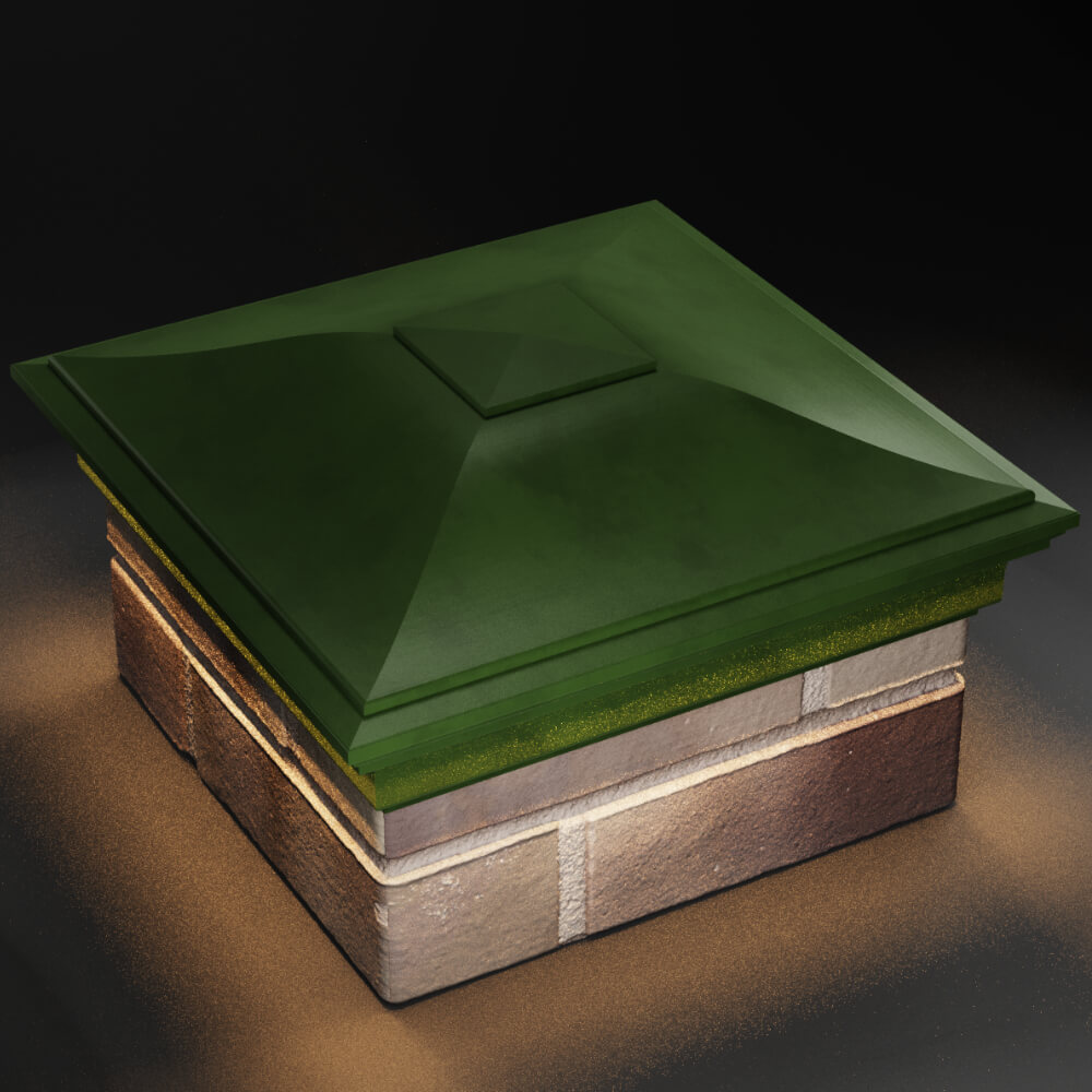 Колпак Zking Монблан Зеленый на столб 1.5х1.5 кирпича (385х385мм) с подсветкой в Назрани фото