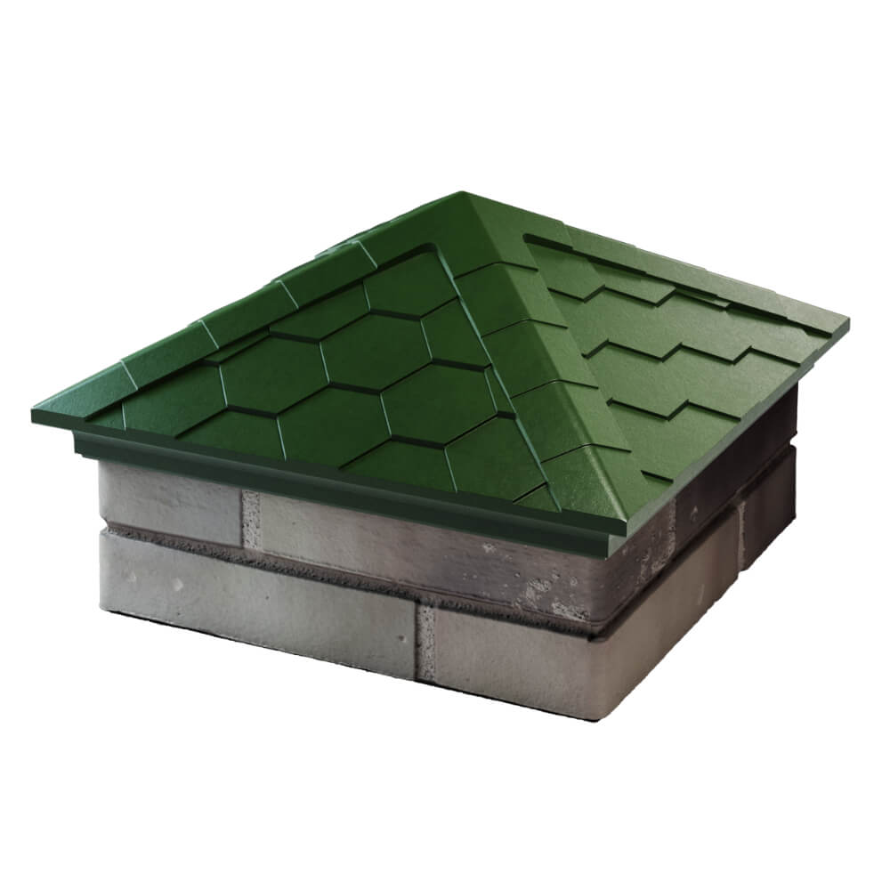 Колпак Zking Эверест Зеленый на столб 1.5х1.5 кирпича (390х390мм) в Назрани фото