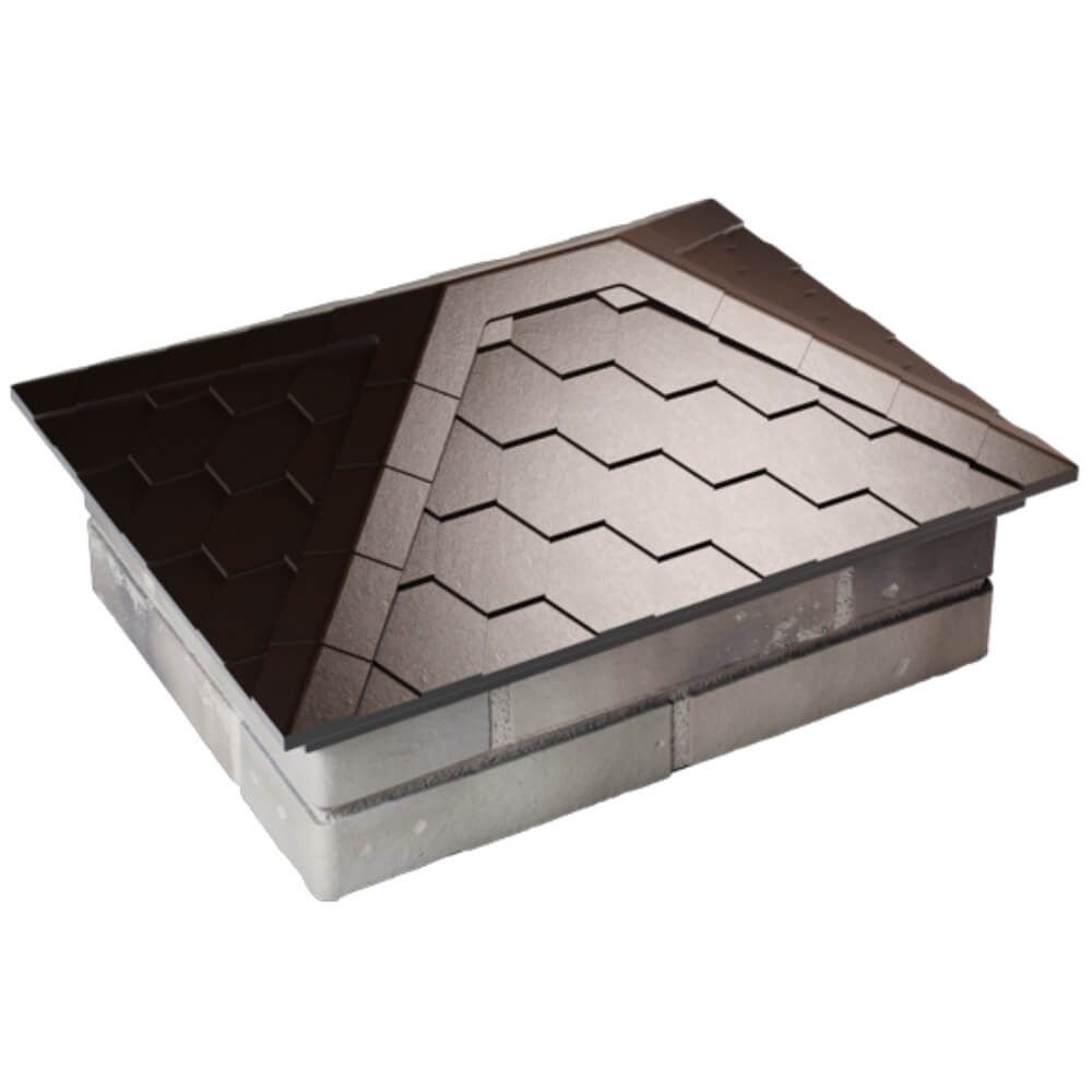 Колпак Zking Эверест Коричневый на столб 2х1.5 кирпича (520х390мм) Назрань фото