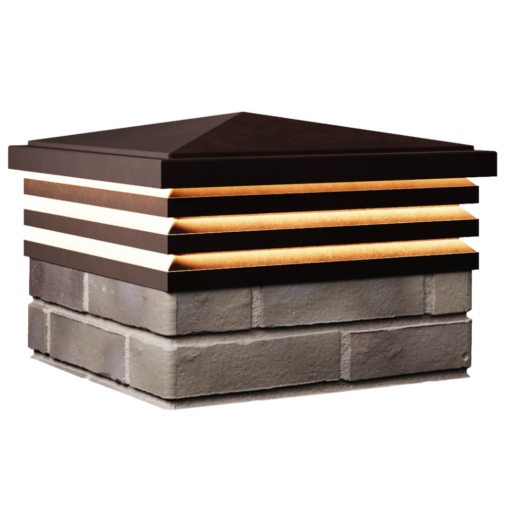 Колпак Zking Бона ХайТек Коричневый на столб 1.5х1.5 кирпича (385х385мм) с подсветкой в Назрани фото