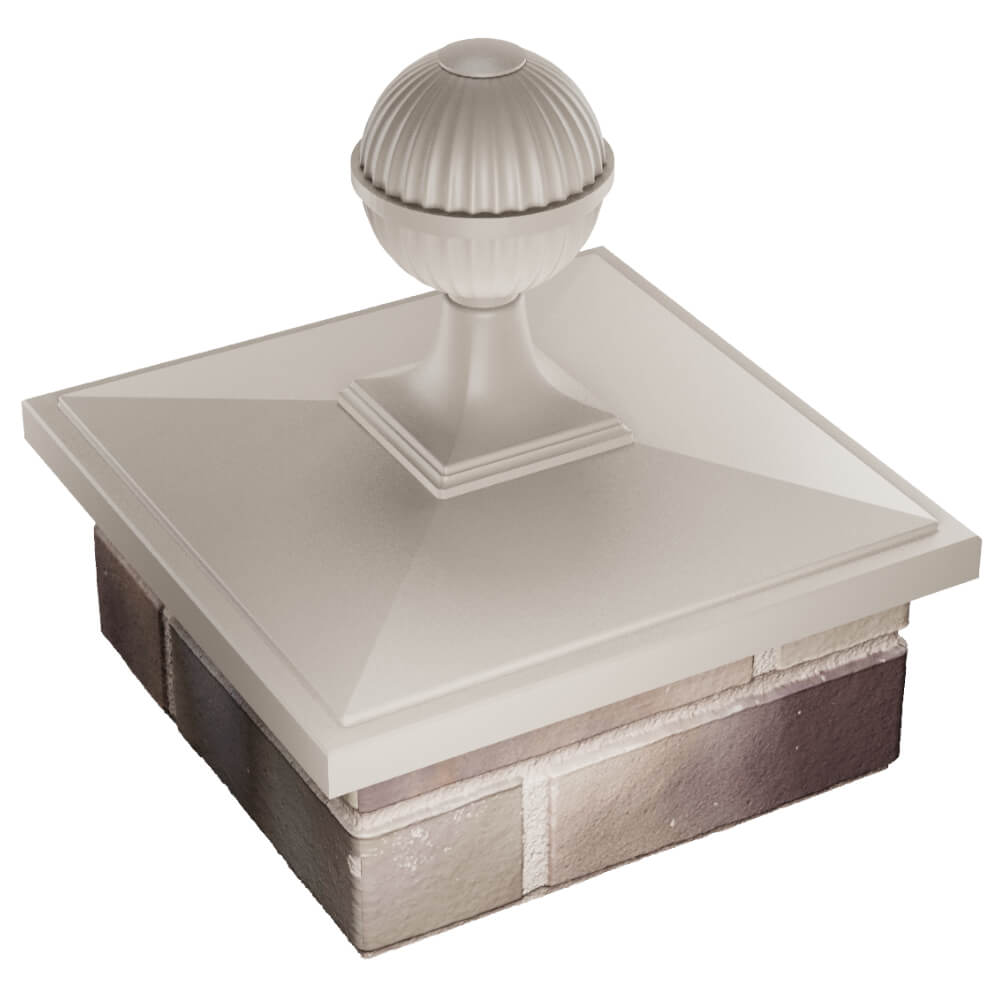 Колпак Zking БонаМоно Бежевый с шаром на столб 1.5х1.5 кирпича (385х385, 400х400мм) в сборе в Назрани фото